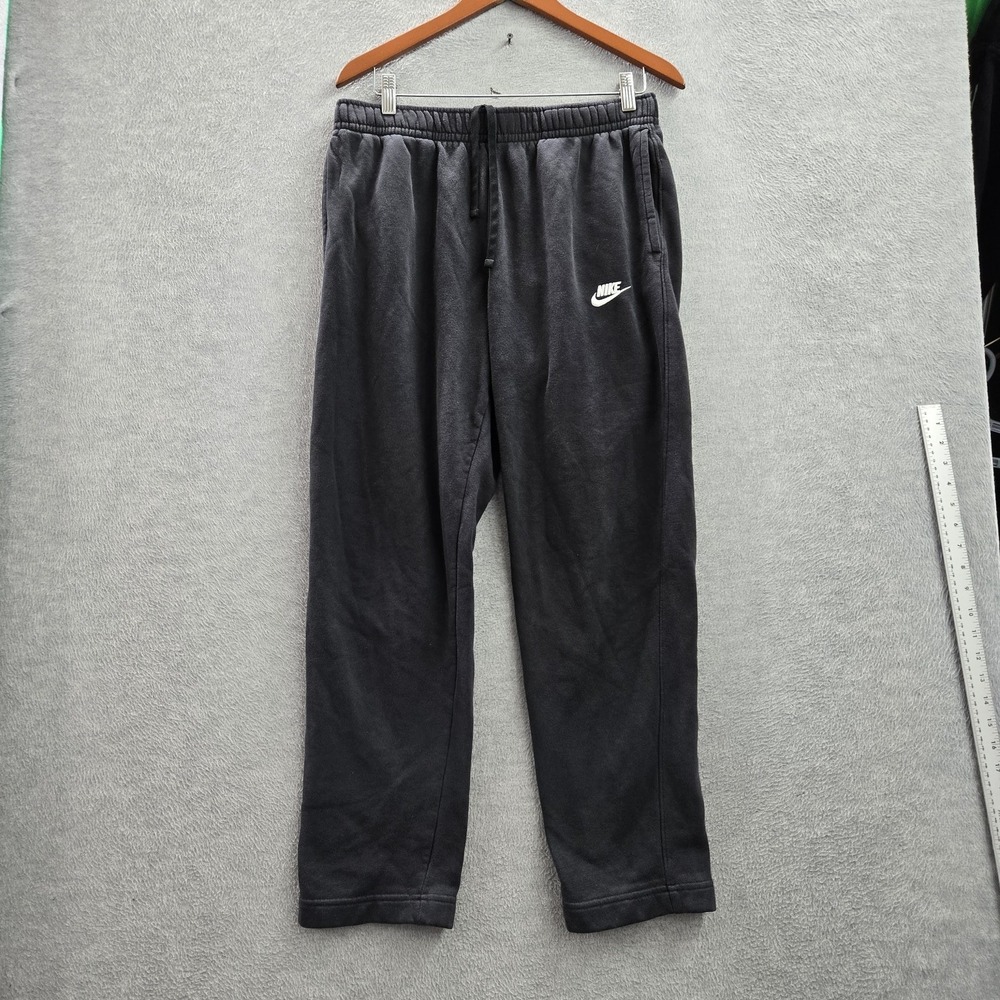 Nike Men Activewear Pants L Dark Gray Embroidered Sweatpants Fleece Logo 27"
